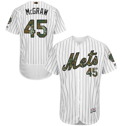 Mets #45 Tug McGraw White(Blue Strip) Flexbase Authentic Collection Memorial Day Stitched MLB Jersey - Click Image to Close
